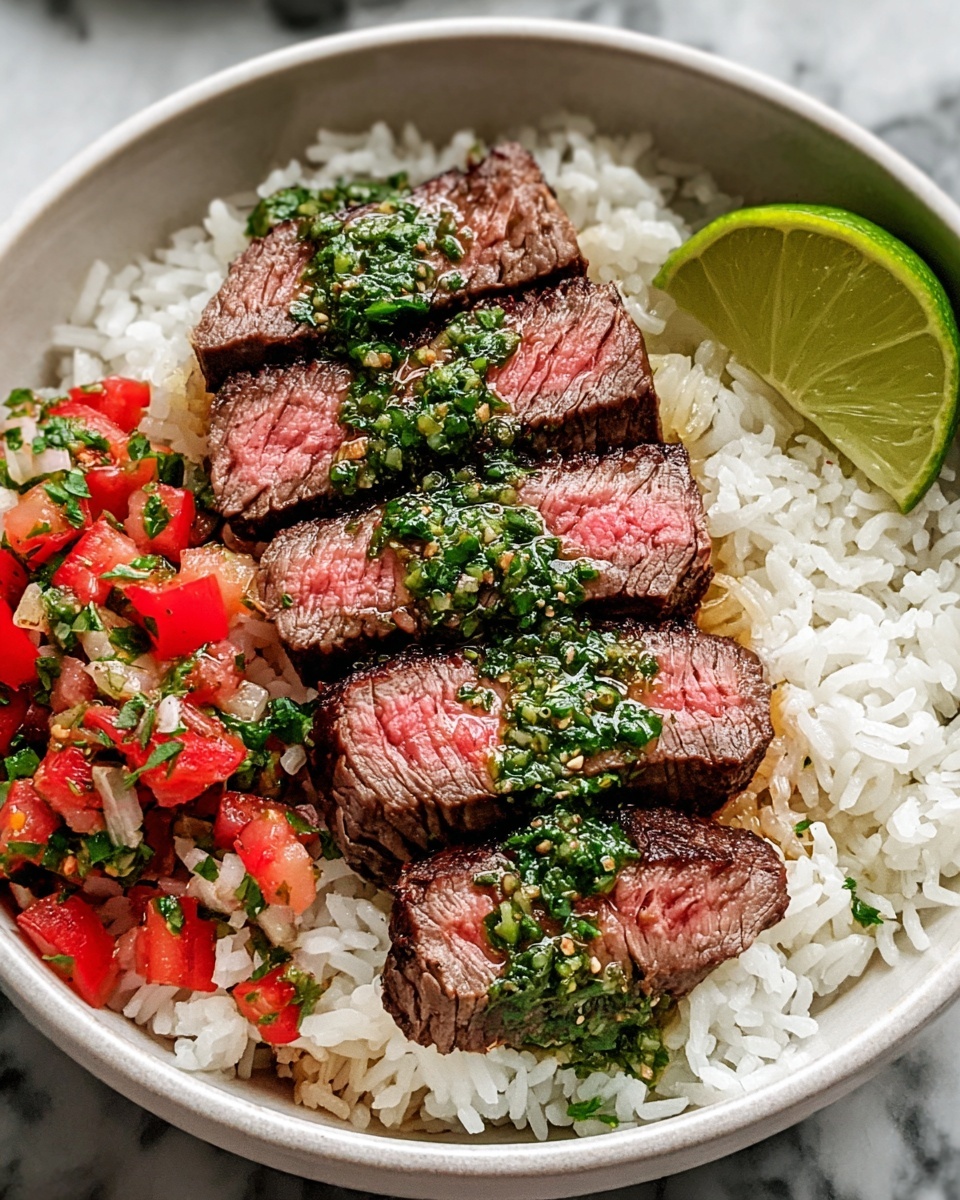 Skirt Steak Rice Bowls with Chimichurri Sauce Recipe - Recipe Image