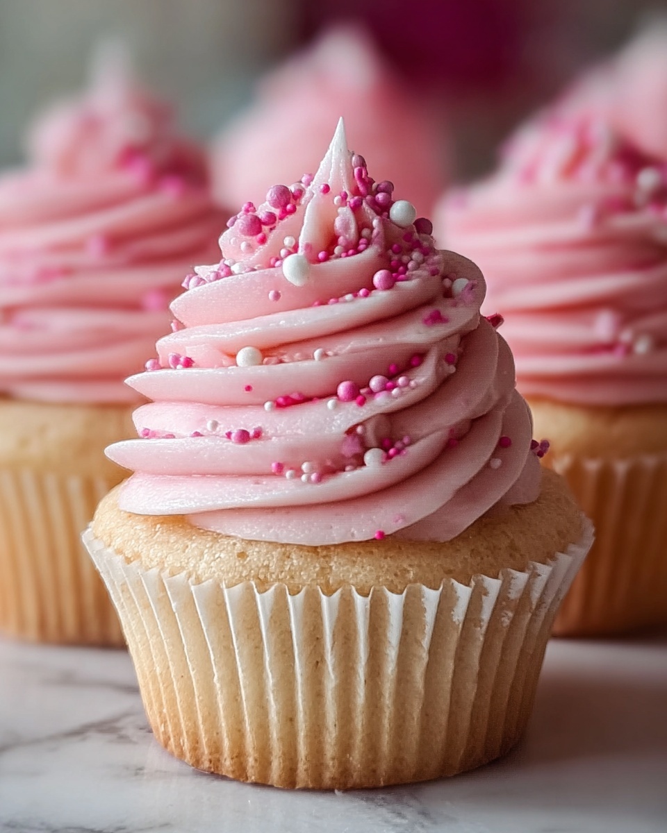 Pink Velvet Cupcakes with Vanilla Buttercream Frosting Recipe - Recipe Image