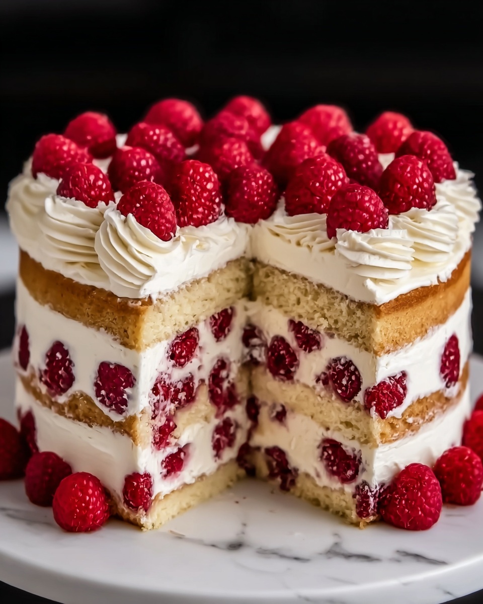 White Chocolate Raspberry Cake with Almond Buttercream Recipe - Recipe Image