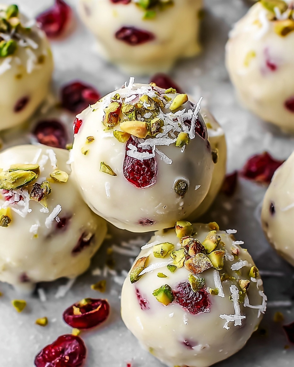 Cranberry Pistachio White Chocolate Truffles Recipe - Recipe Image