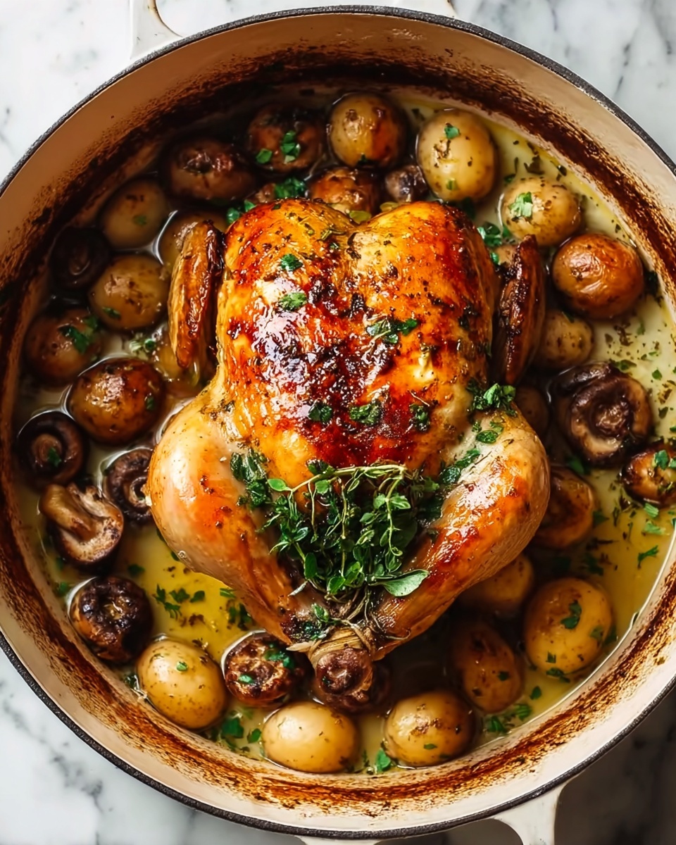 Creamy Lemon and Herb Pot Roasted Chicken Recipe - Recipe Image