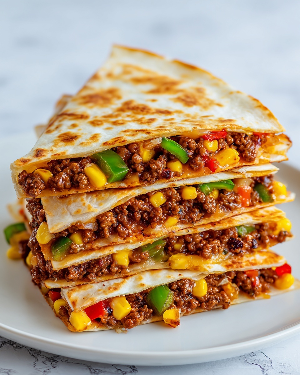 Cheesy Ground Beef & Veggie Quesadillas Recipe - Recipe Image
