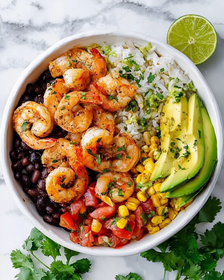 Shrimp Bowl with Cilantro Lime Rice and Chipotle Ranch Recipe