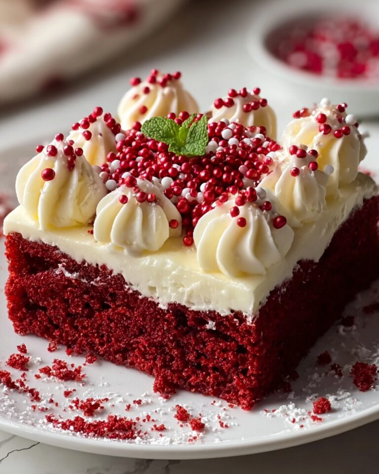 Christmas Red Velvet Poke Cake with White Chocolate and Cream Cheese Frosting Recipe