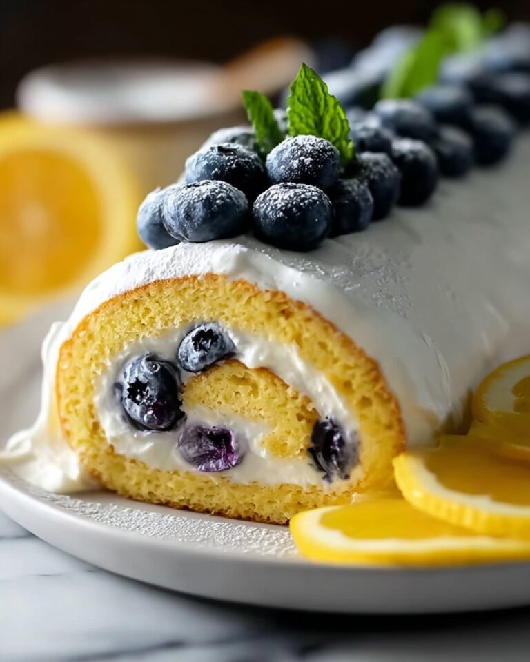 Lemon Blueberry Angel Food Cake Roll Recipe
