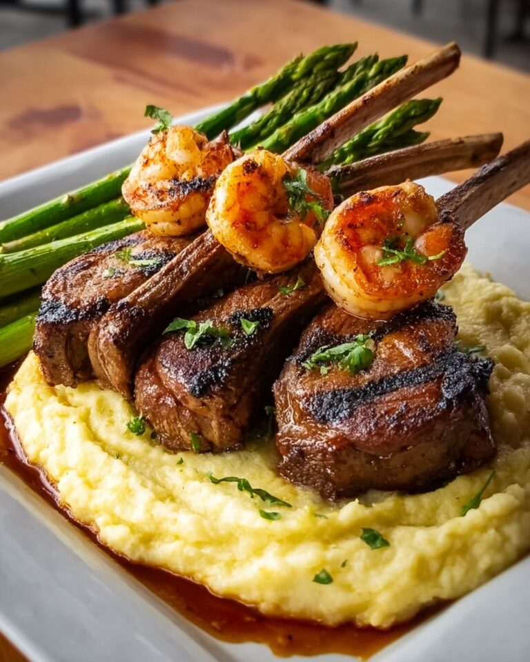 Lamb Chops with Lobster Mashed Potatoes and Roasted Asparagus Recipe