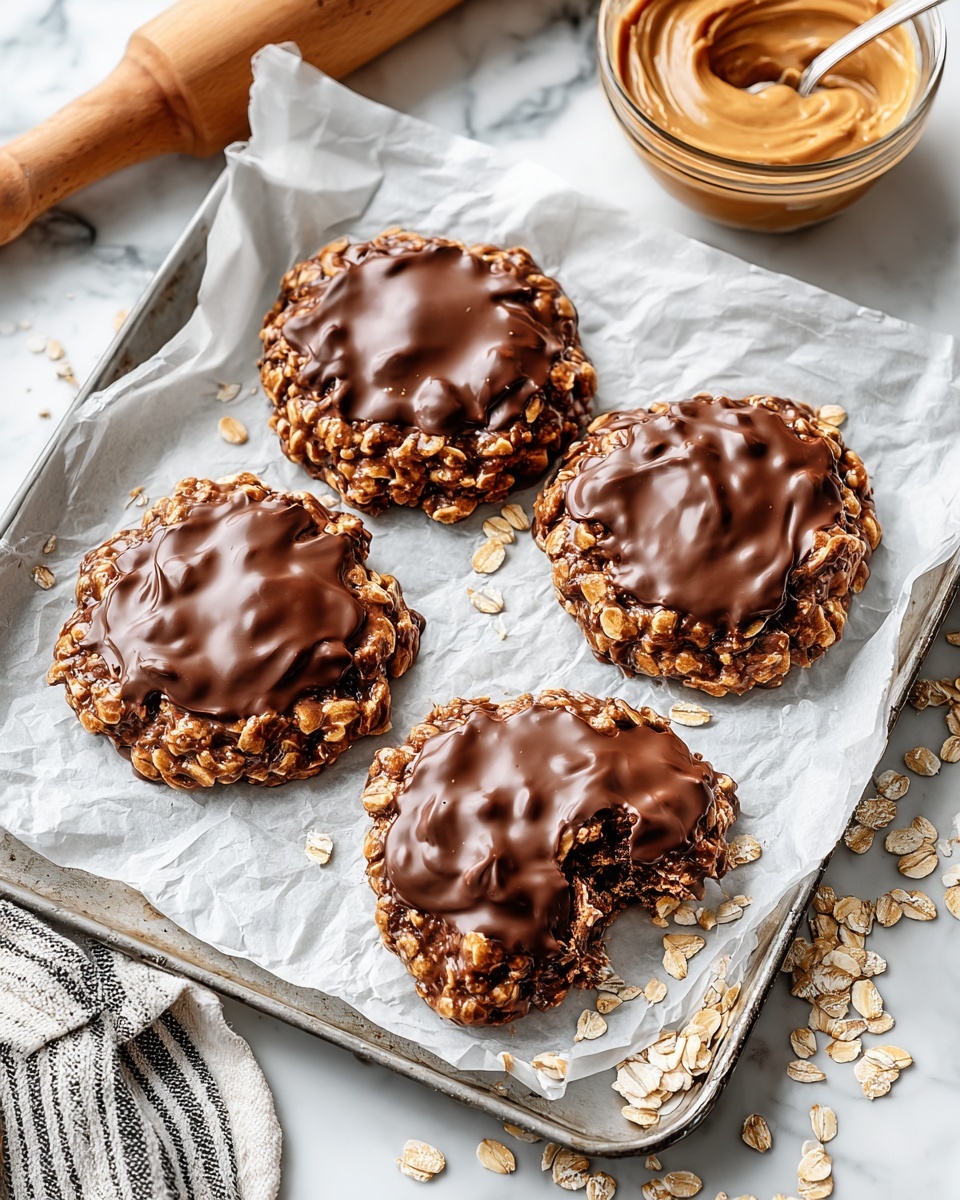 No-Bake Chocolate Peanut Butter Oatmeal Cookies Recipe - Recipe Image