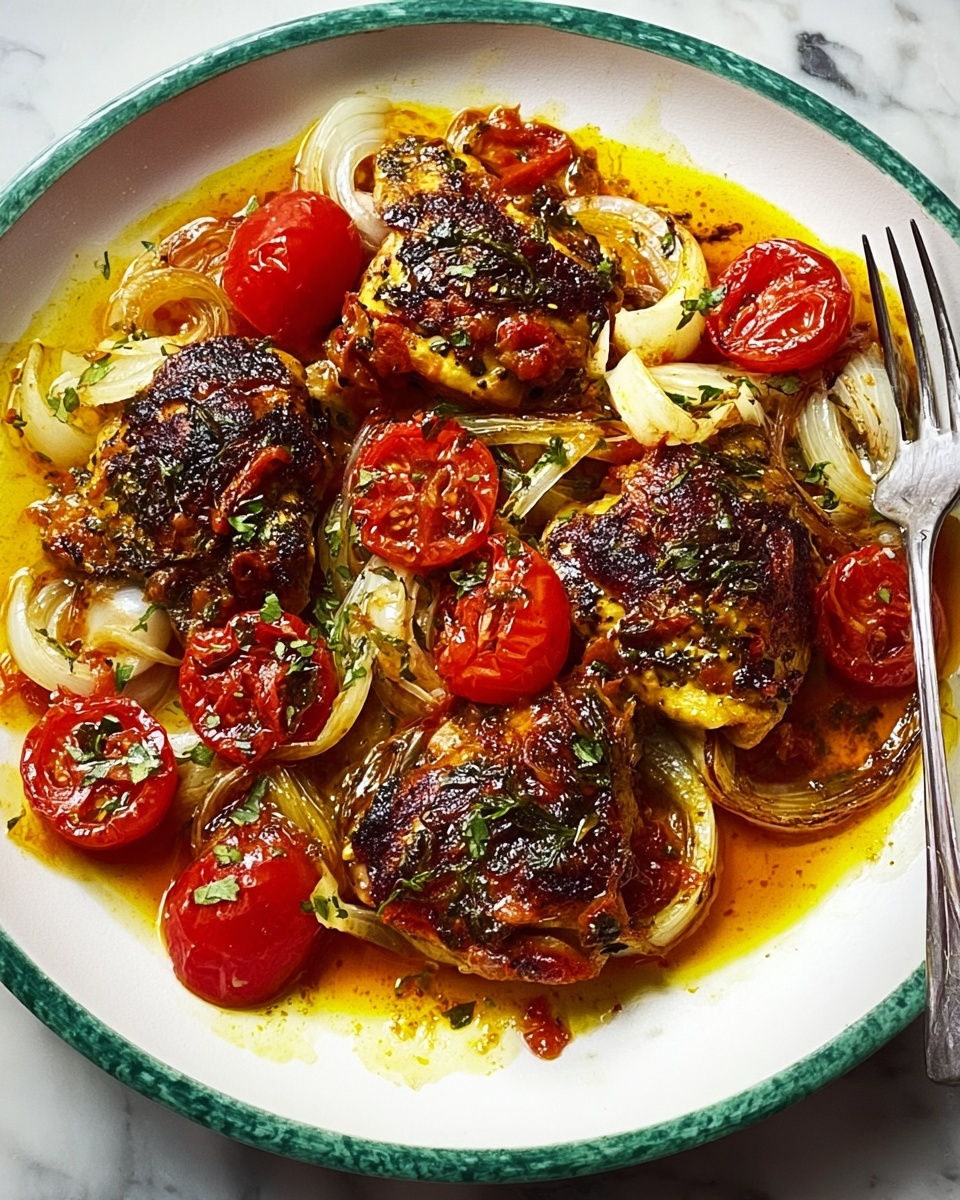 Spicy Vinegar Chicken over Tomatoes Recipe - Recipe Image