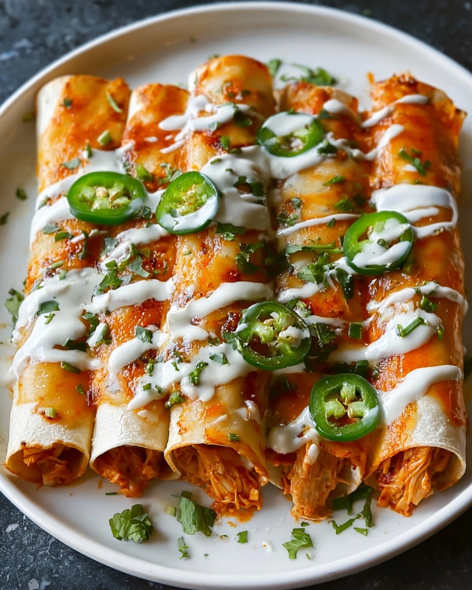 Jalapeño Cream Cheese Chicken Taquitos with Buffalo Sauce Recipe - Recipe Image