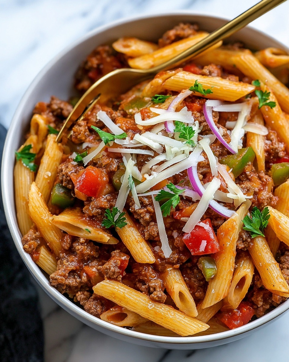 Instant Pot Enchilada Pasta with Ground Beef and Vegetables Recipe - Recipe Image