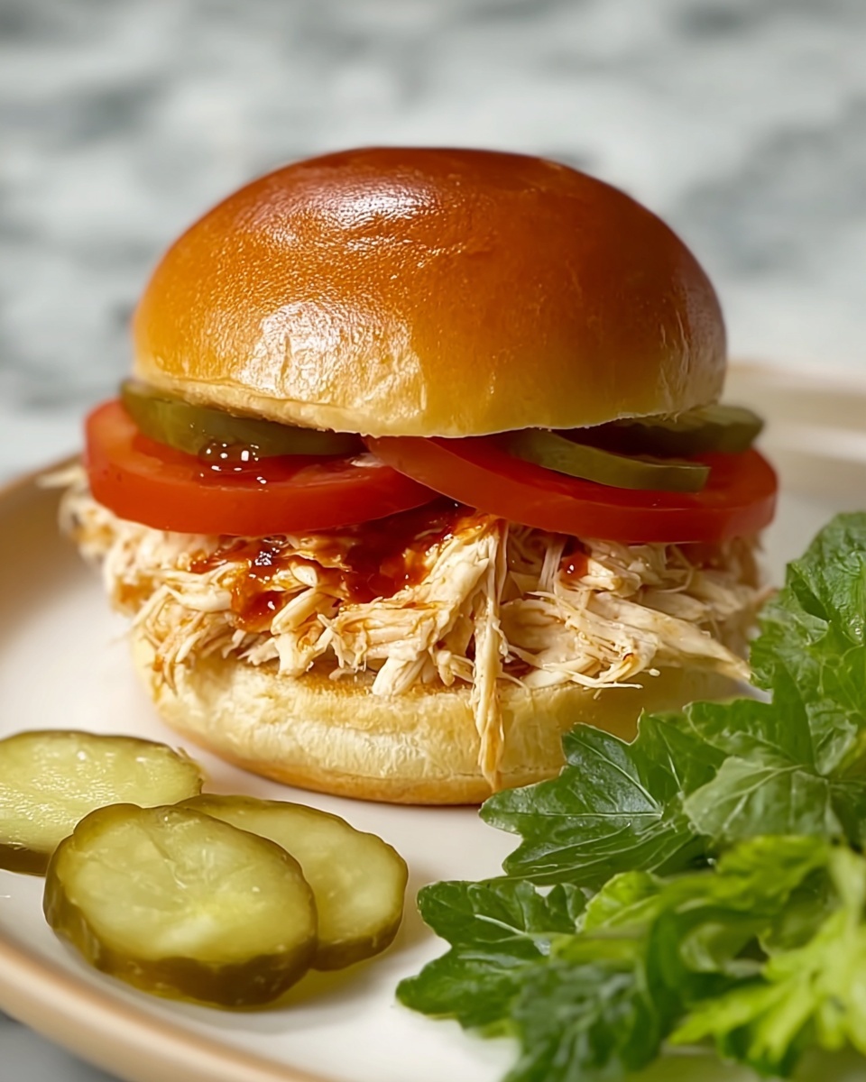 Slow Cooker Honey Mustard Shredded Chicken Sandwich Recipe - Recipe Image