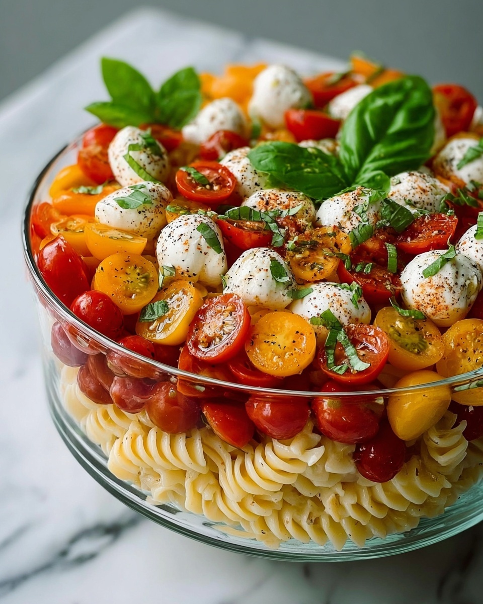 Creamy Caprese Pasta Salad Recipe - Recipe Image