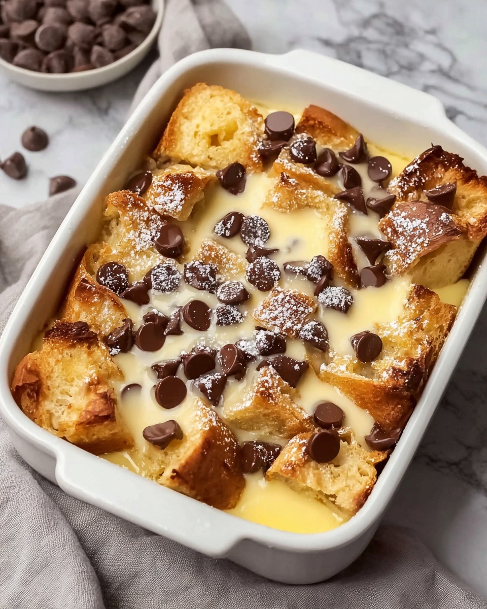 Chocolate Chip Bread Pudding with Cream Sauce Recipe - Recipe Image