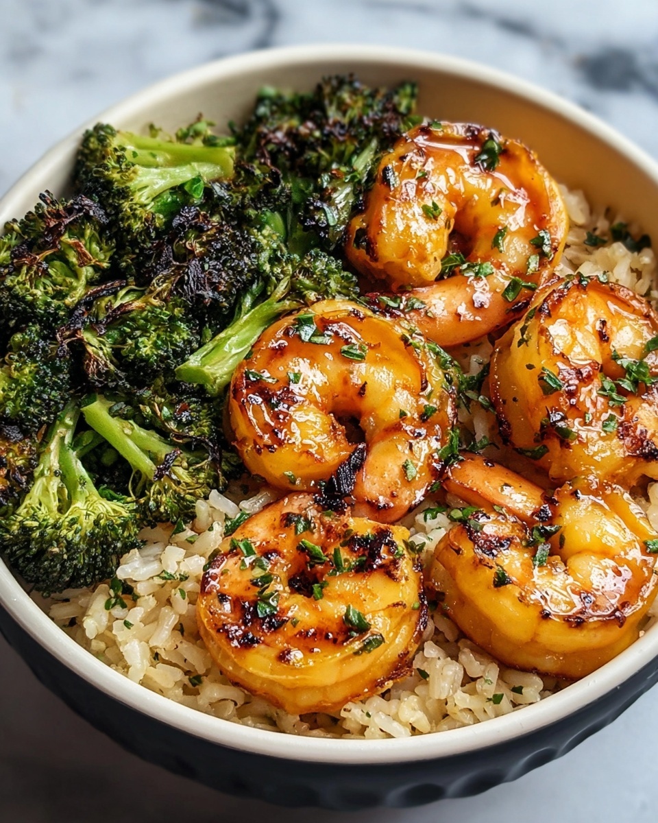 Honey Garlic Shrimp Bowls with Roasted Broccoli Recipe - Recipe Image