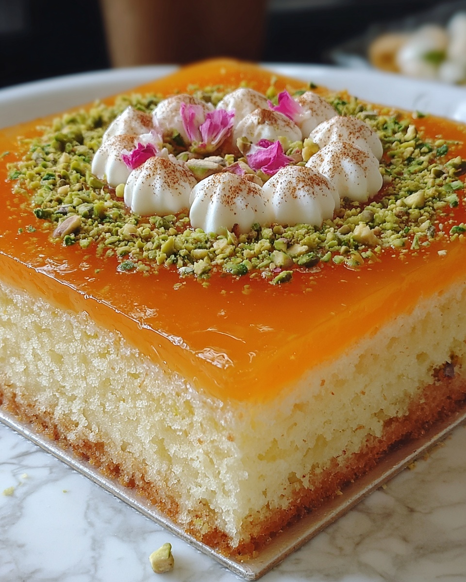 Semolina Cake With Cream (Basbousa) Recipe - Recipe Image
