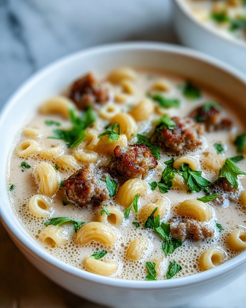 Cozy Creamy Parmesan Sausage Ditalini Soup Recipe - Recipe Image