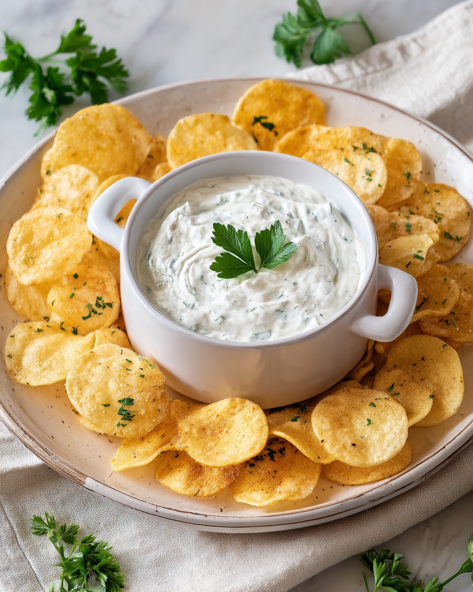 Caramelized Onion Dip with Potato Chips Recipe - Recipe Image