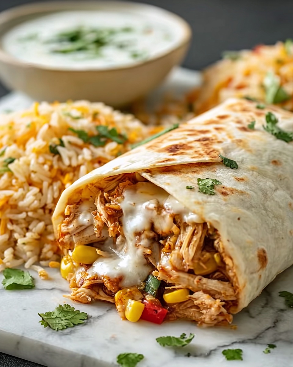 Smothered Green Chile Chicken Burritos Recipe - Recipe Image