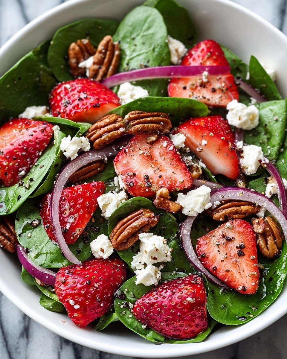 Strawberry Spinach Salad with Bacon, Feta, and Poppy Seeds Recipe - Recipe Image