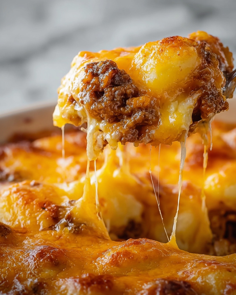 Cheesy Ground Beef Tater Tot Casserole Recipe - Recipe Image