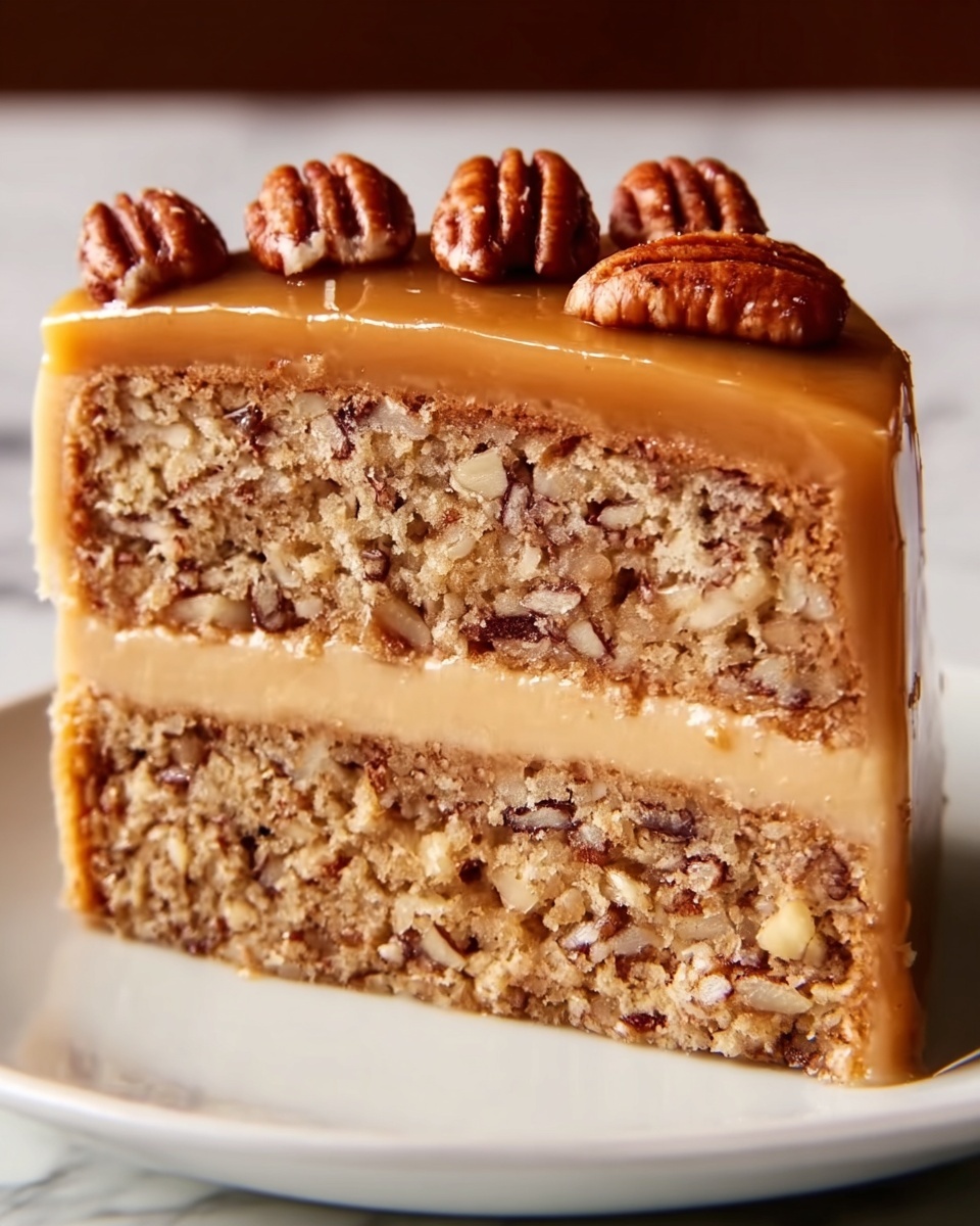 Pecan Caramel Layer Cake Recipe - Recipe Image