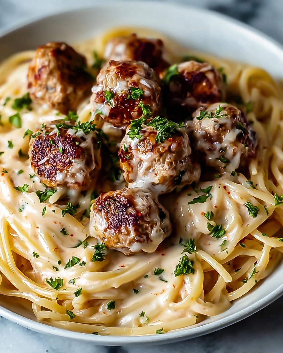 Garlic Butter Chicken Balls with Creamy Parmesan Pasta Recipe - Recipe Image