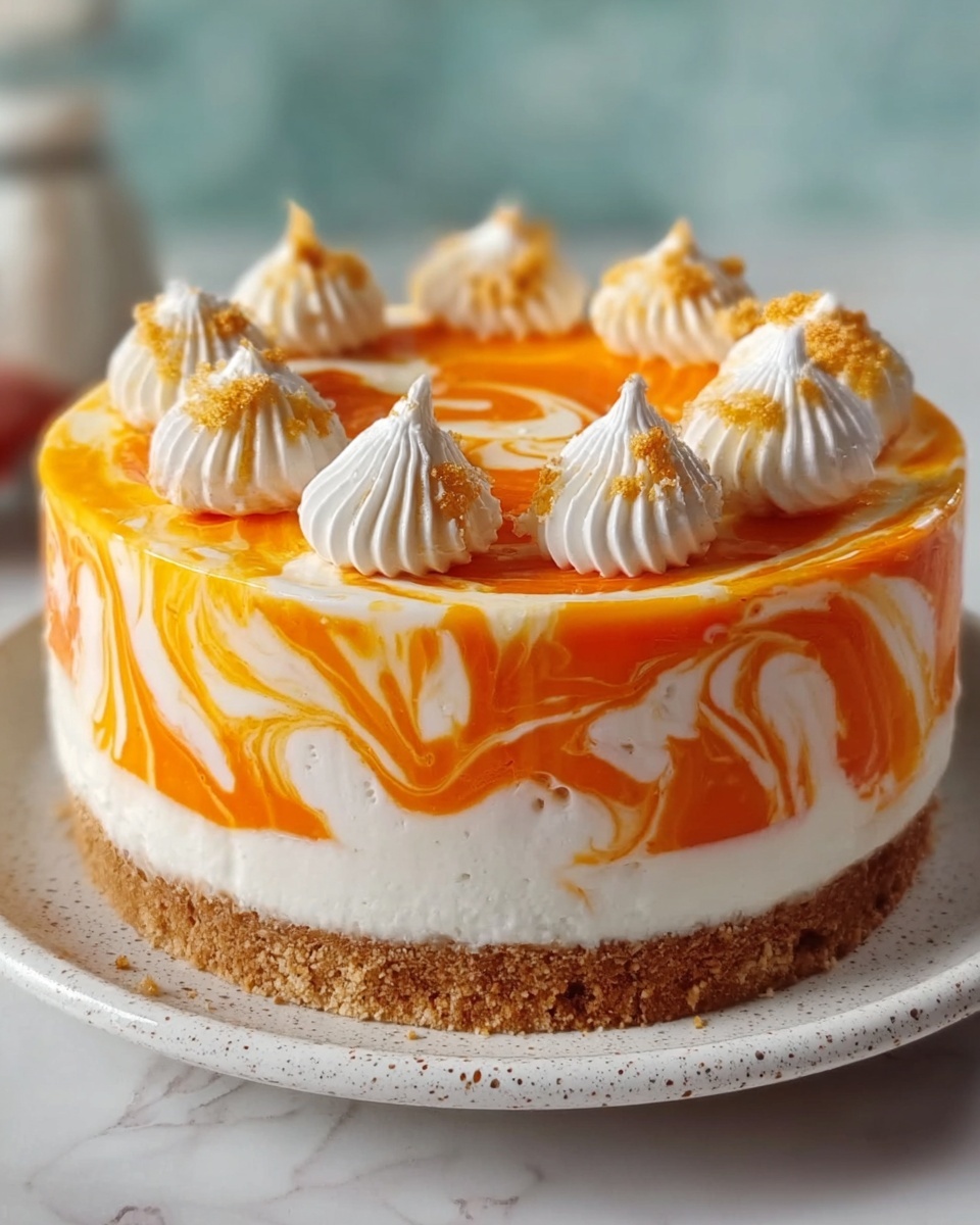 No-Bake Mango Swirl Cheesecake Recipe - Recipe Image