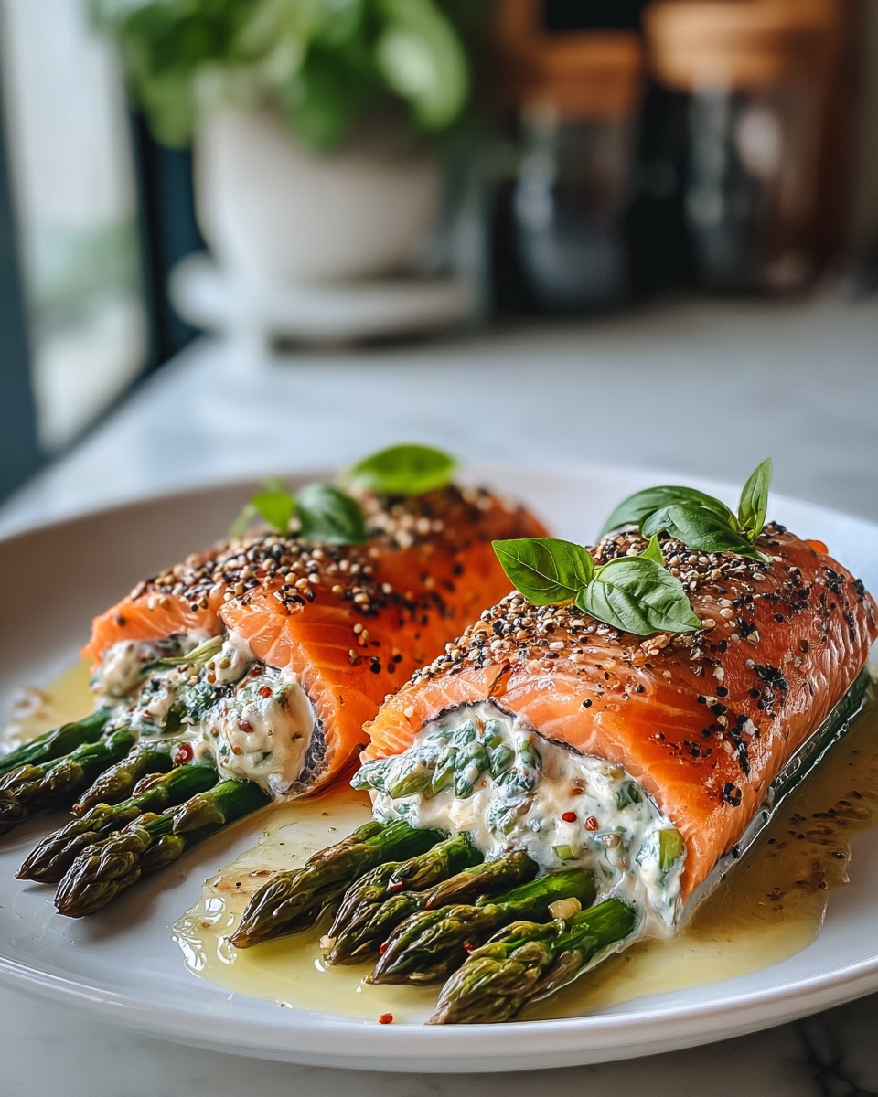 Asparagus and Lemon Basil Ricotta Stuffed Salmon Rolls Recipe - Recipe Image