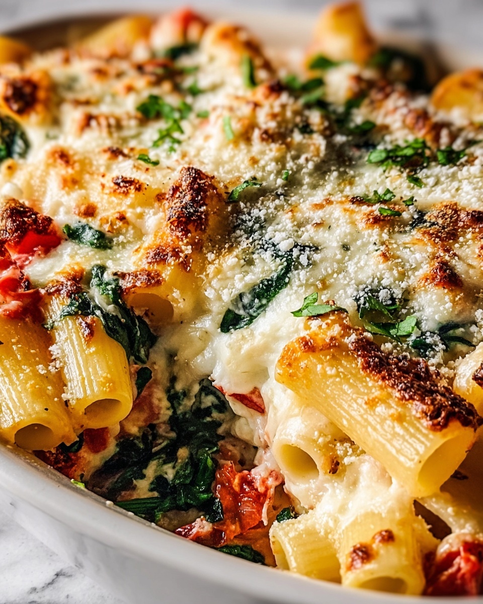 Irresistible Baked Rigatoni with Spinach & Ricotta Recipe - Recipe Image