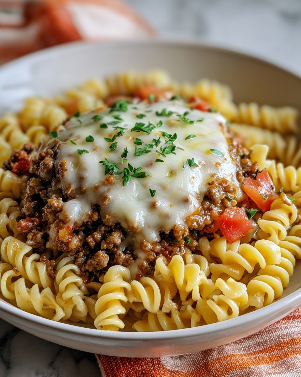 Loaded Cheeseburger Alfredo Pasta Recipe - Recipe Image