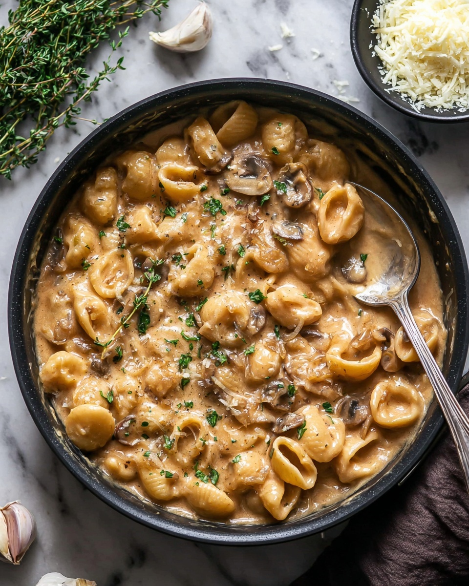 One Pot French Onion Pasta Recipe - Recipe Image