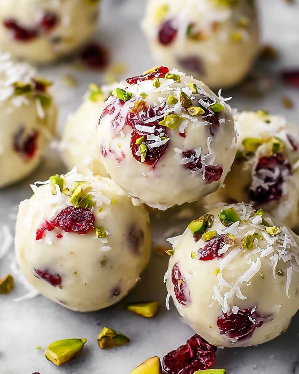 Cranberry Pistachio White Chocolate Truffles Recipe - Recipe Image