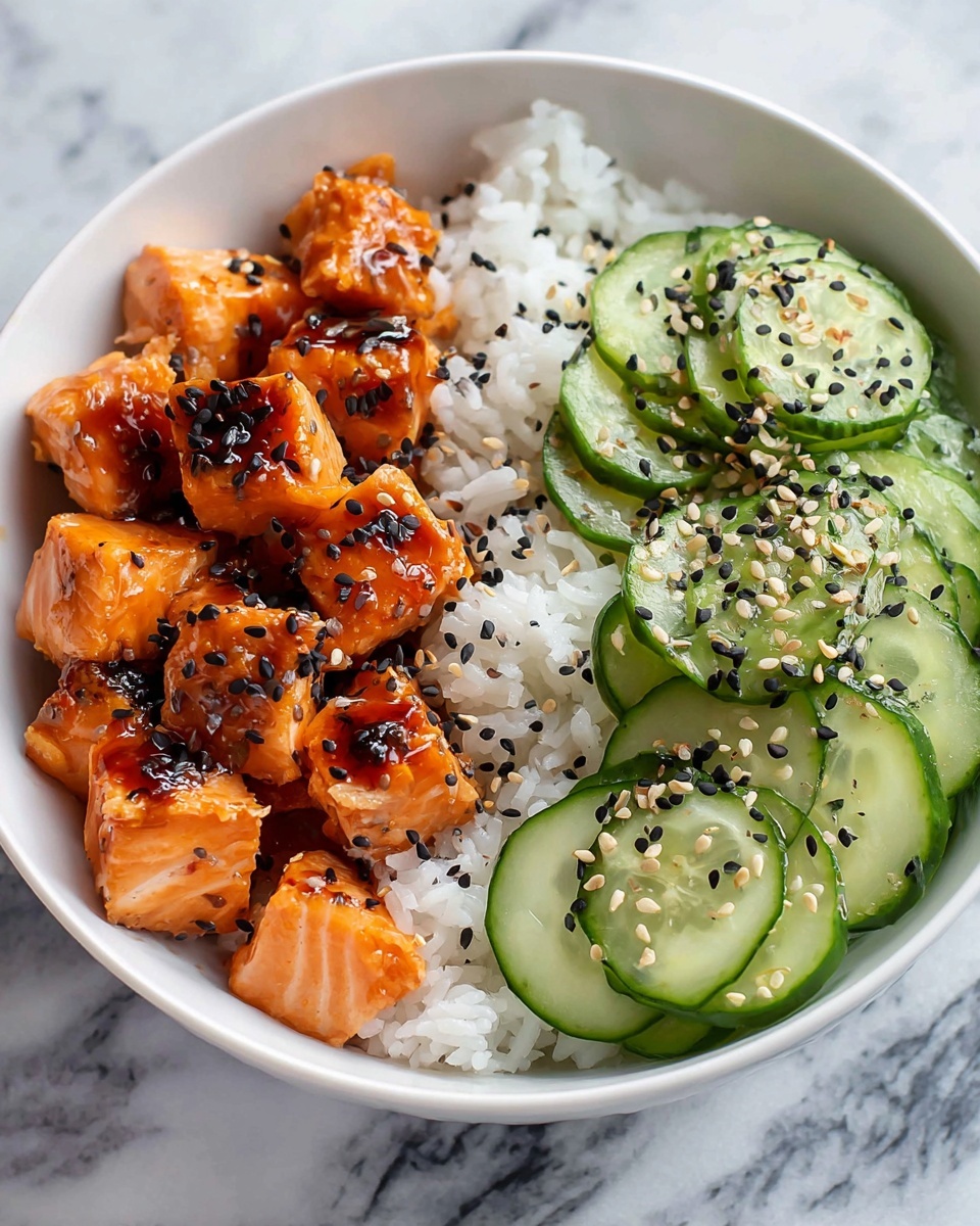 Teriyaki Salmon Bites with Avocado and Cucumber Salsa Recipe - Recipe Image
