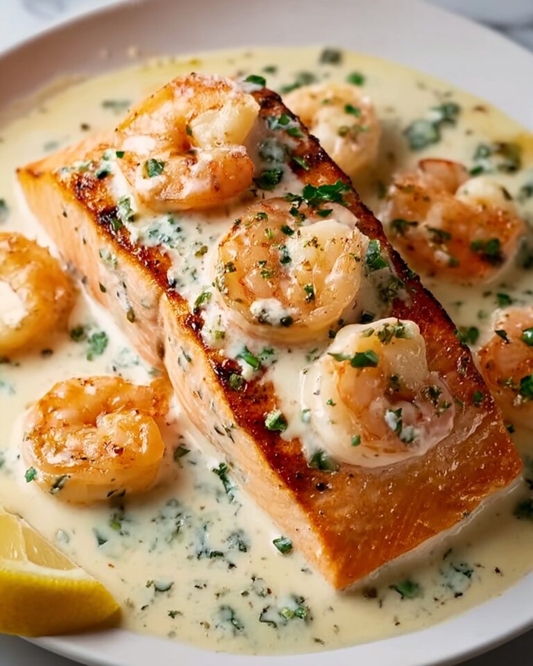 Creamy Garlic Butter Salmon with Shrimp Recipe