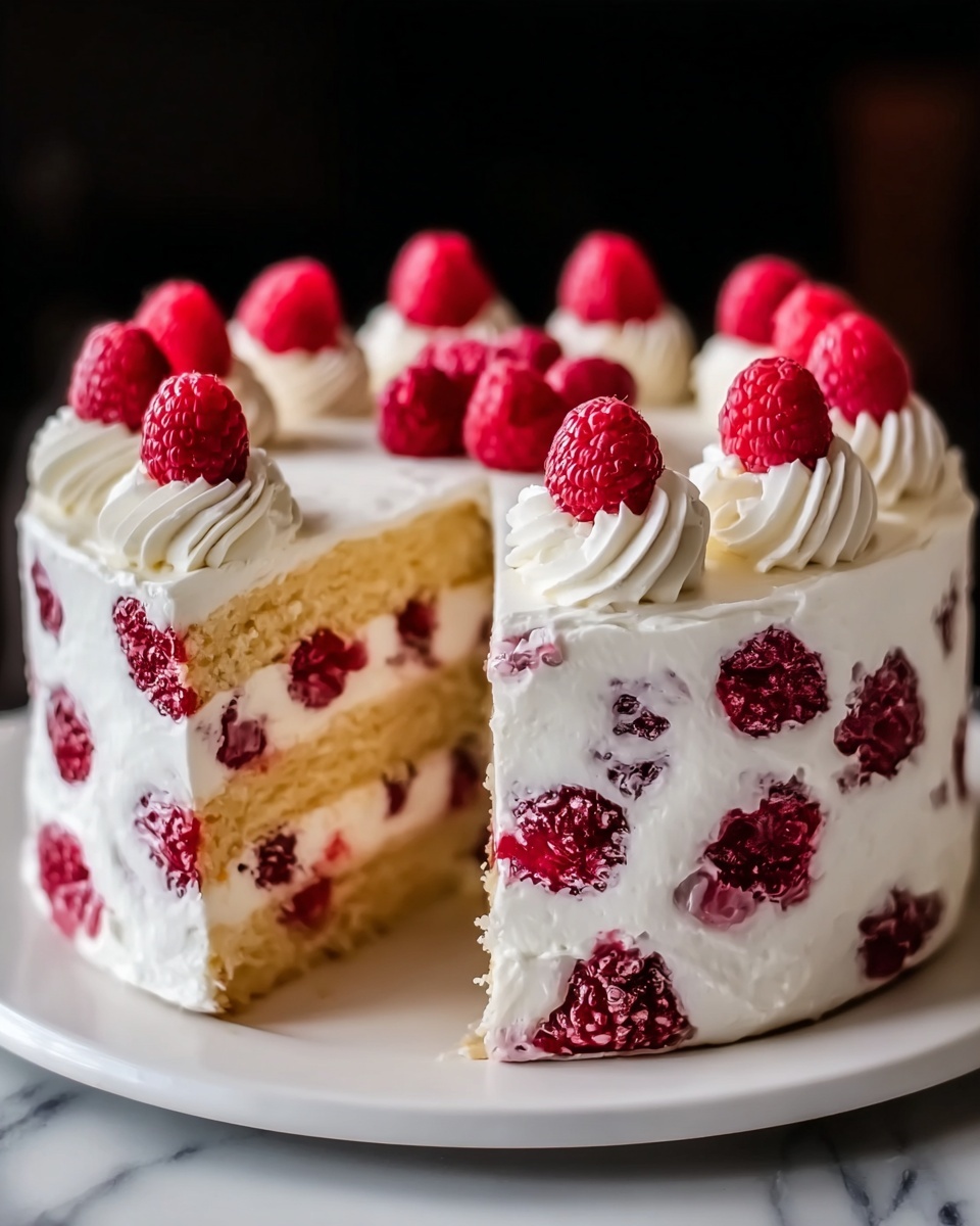 White Chocolate Raspberry Cake with Almond Buttercream Recipe - Recipe Image