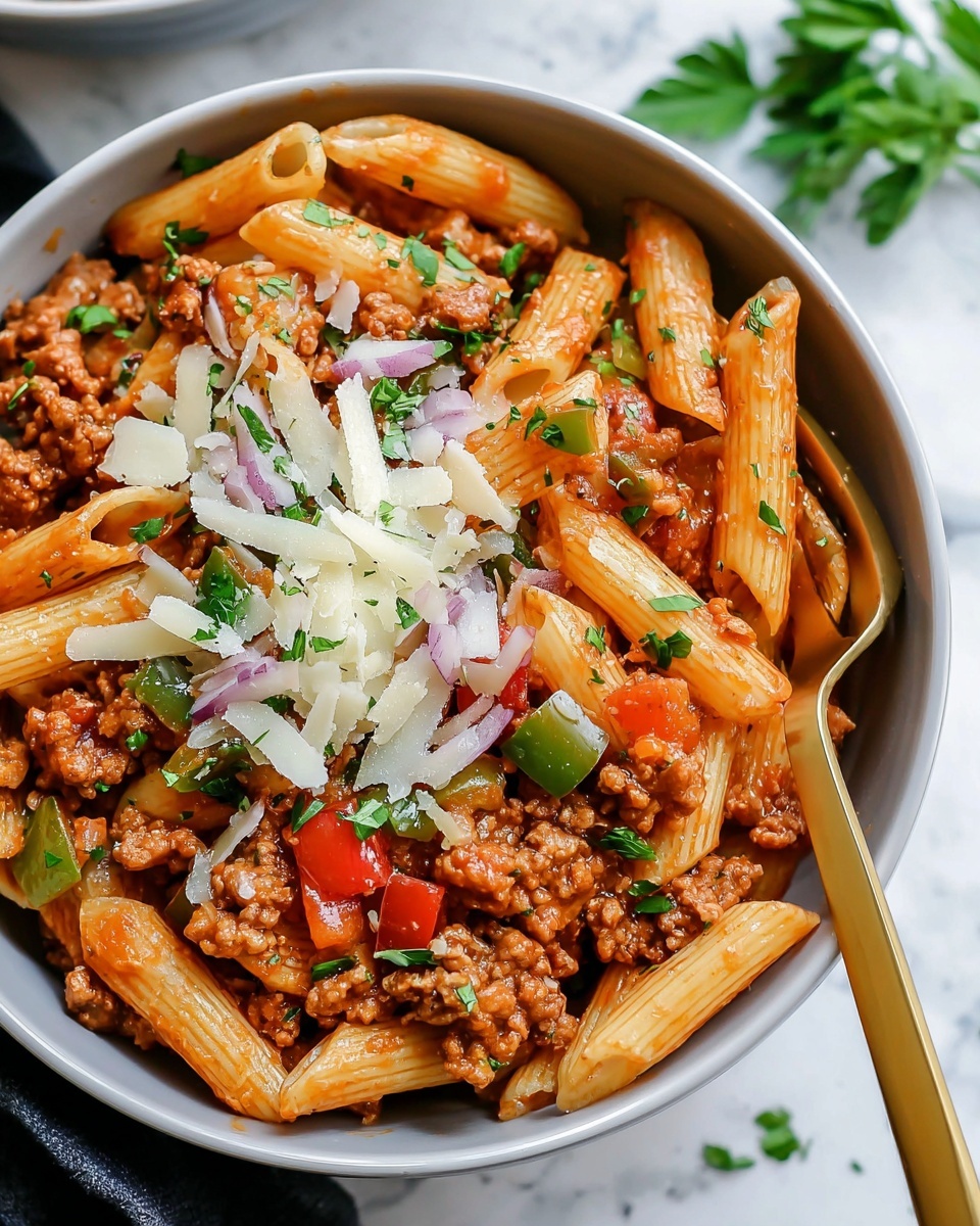 Instant Pot Enchilada Pasta with Ground Beef and Vegetables Recipe - Recipe Image