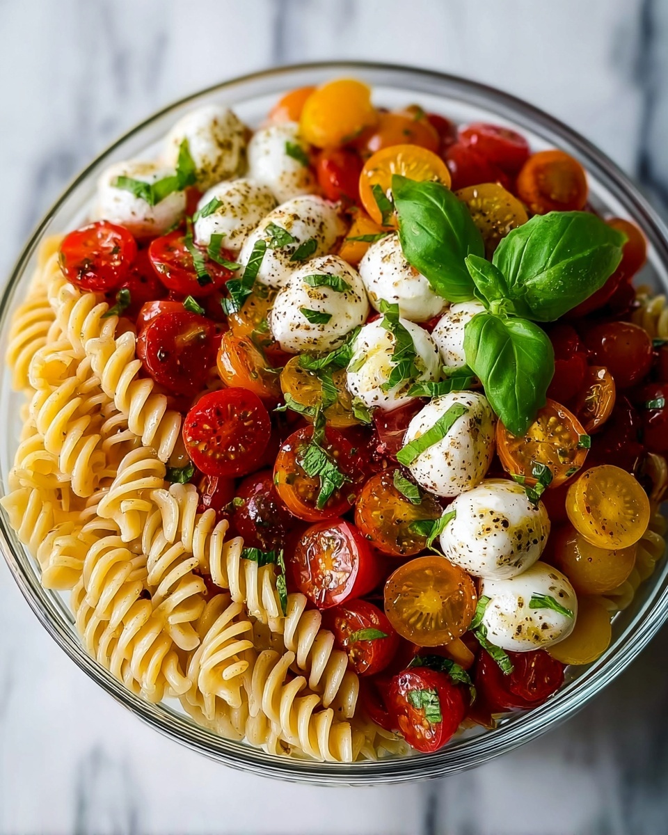 Creamy Caprese Pasta Salad Recipe - Recipe Image