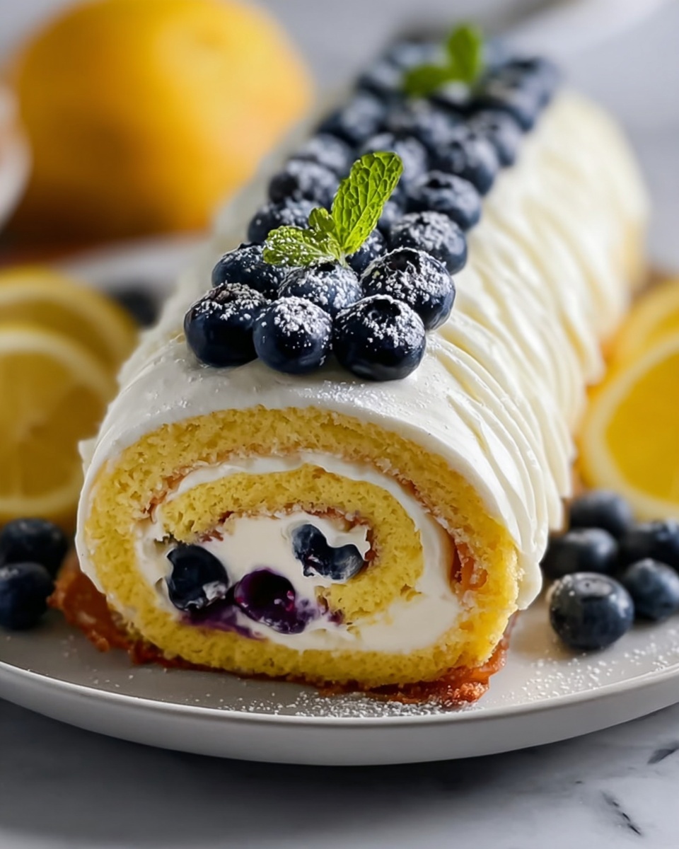 Lemon Blueberry Angel Food Cake Roll Recipe - Recipe Image