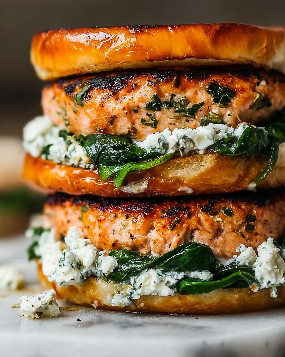 Spinach Feta Salmon Burgers Recipe - Recipe Image