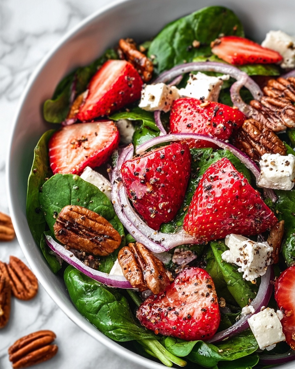 Strawberry Spinach Salad with Bacon, Feta, and Poppy Seeds Recipe - Recipe Image