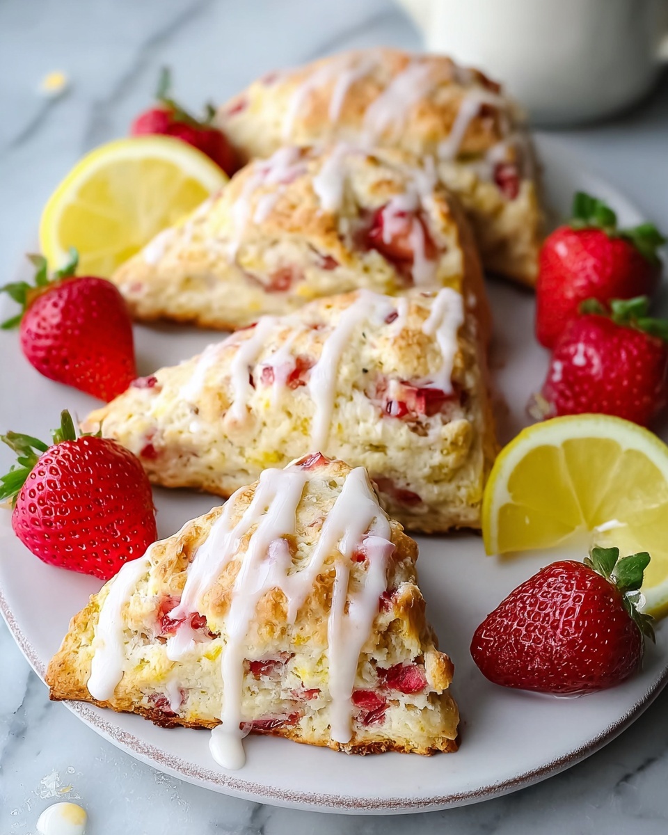 Strawberry Scones with Lemon Glaze Recipe - Recipe Image