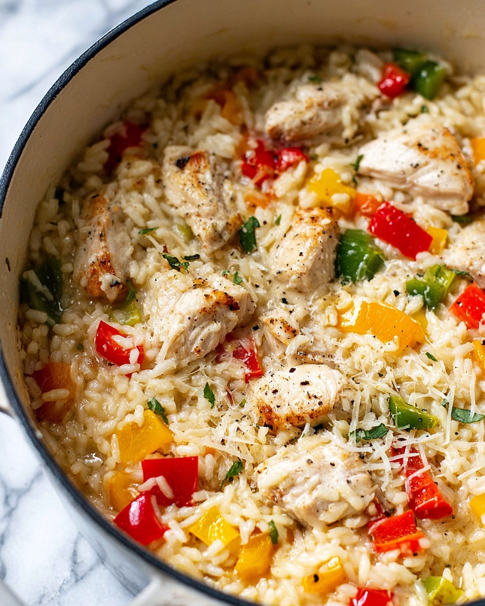 Chicken Risotto with Red Bell Peppers and Parmesan Recipe - Recipe Image