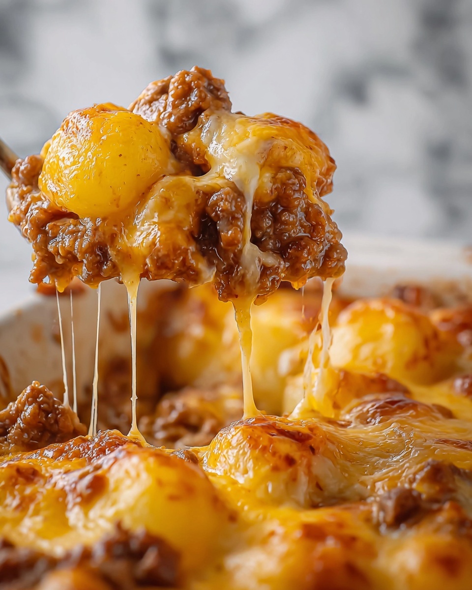 Cheesy Ground Beef Tater Tot Casserole Recipe - Recipe Image