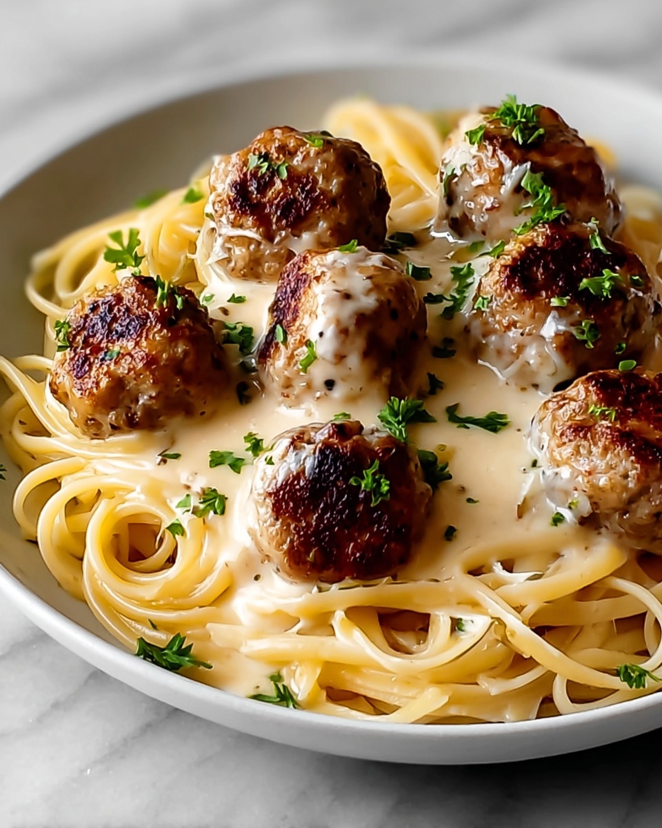 Garlic Butter Chicken Balls with Creamy Parmesan Pasta Recipe - Recipe Image