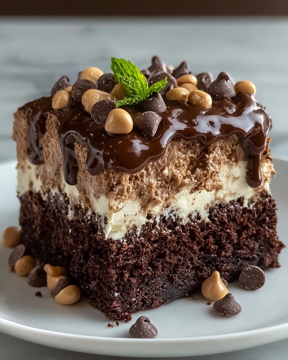 Chocolate Peanut Butter Poke Cake Recipe - Recipe Image