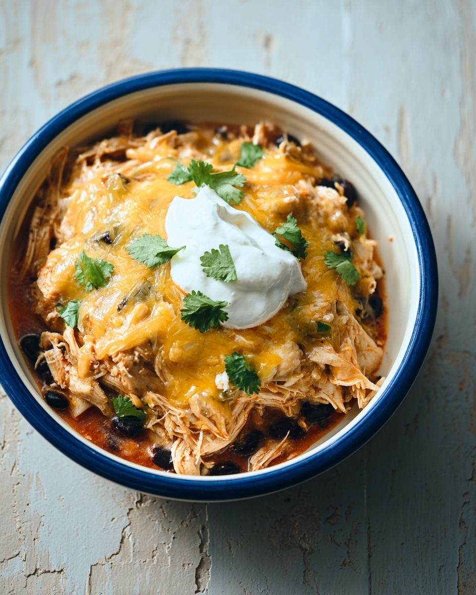 Cheesy Slow Cooker Chicken Enchilada Bake Recipe - Recipe Image