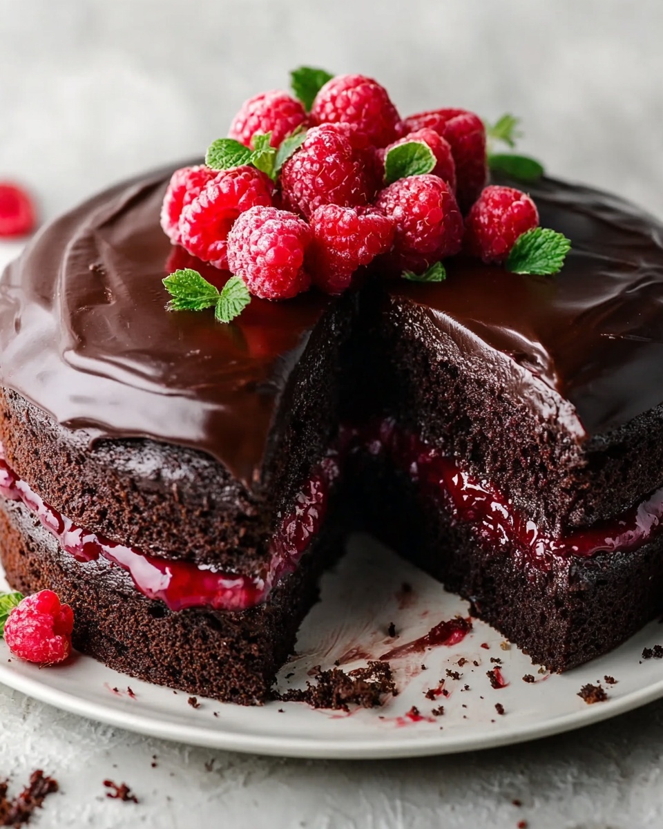 Decadent Chocolate Cake with Fresh Raspberry Bliss Recipe - Recipe Image