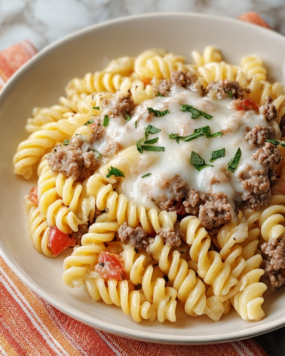Loaded Cheeseburger Alfredo Pasta Recipe - Recipe Image