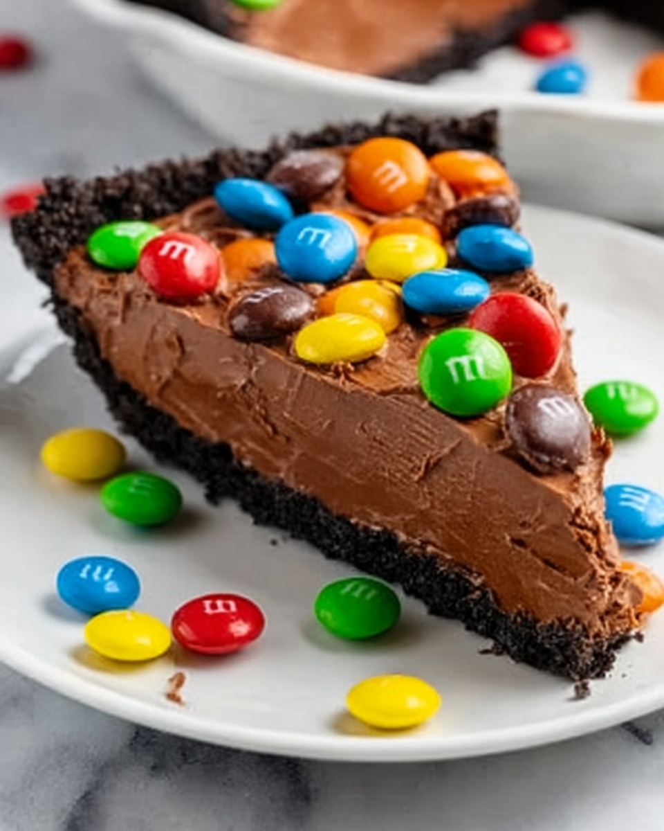No-Bake Chocolate M&M Pie Recipe - Recipe Image