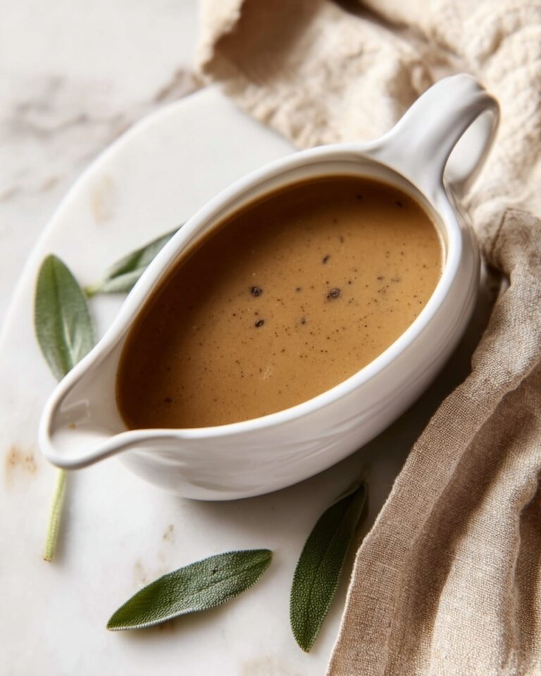 Creamy Turkey Gravy with Sage and Brandy Recipe